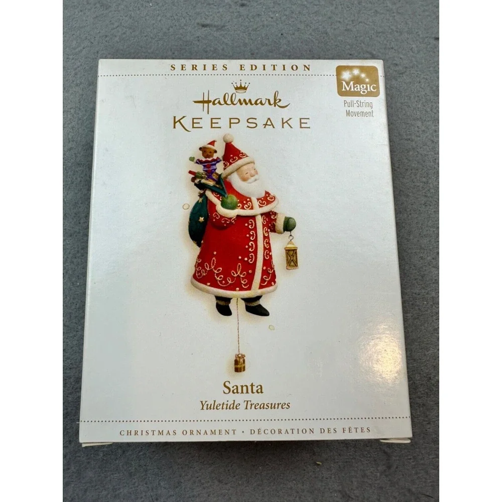 2006 HALLMARK SERIES ED YULETIDE TREASURES SANTA W/PULL STRING MOVEMENT ORG. BOX